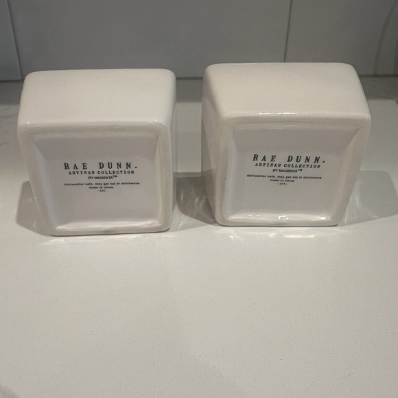 Rae‎ Dunn Savor Enjoy Square Ceramic Bowl Set Green Collectors Serving 3" - Picture 3 of 3